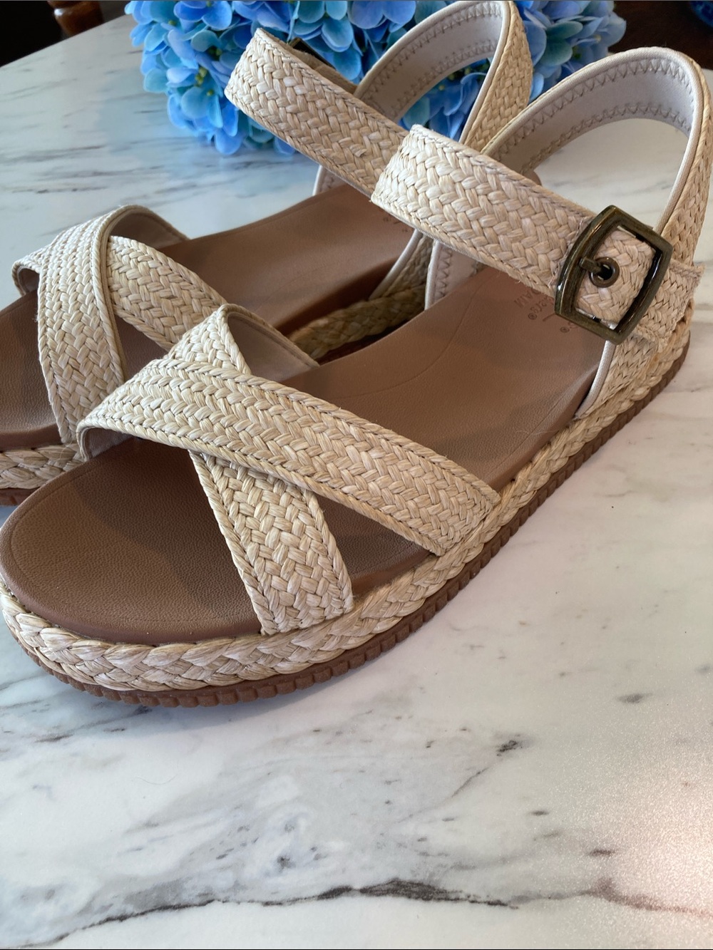 Skechers BOBS Raffia Storm Sandals 8 Plush Foam - Picture 2 of 8
